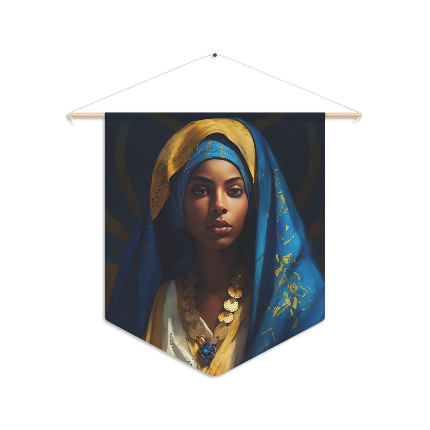 Mary the Blessed Virgin Wall Banner / Wall Hanging - Catholic Home Art - Black Madonna - Virgin Mary - 18" x 21" -