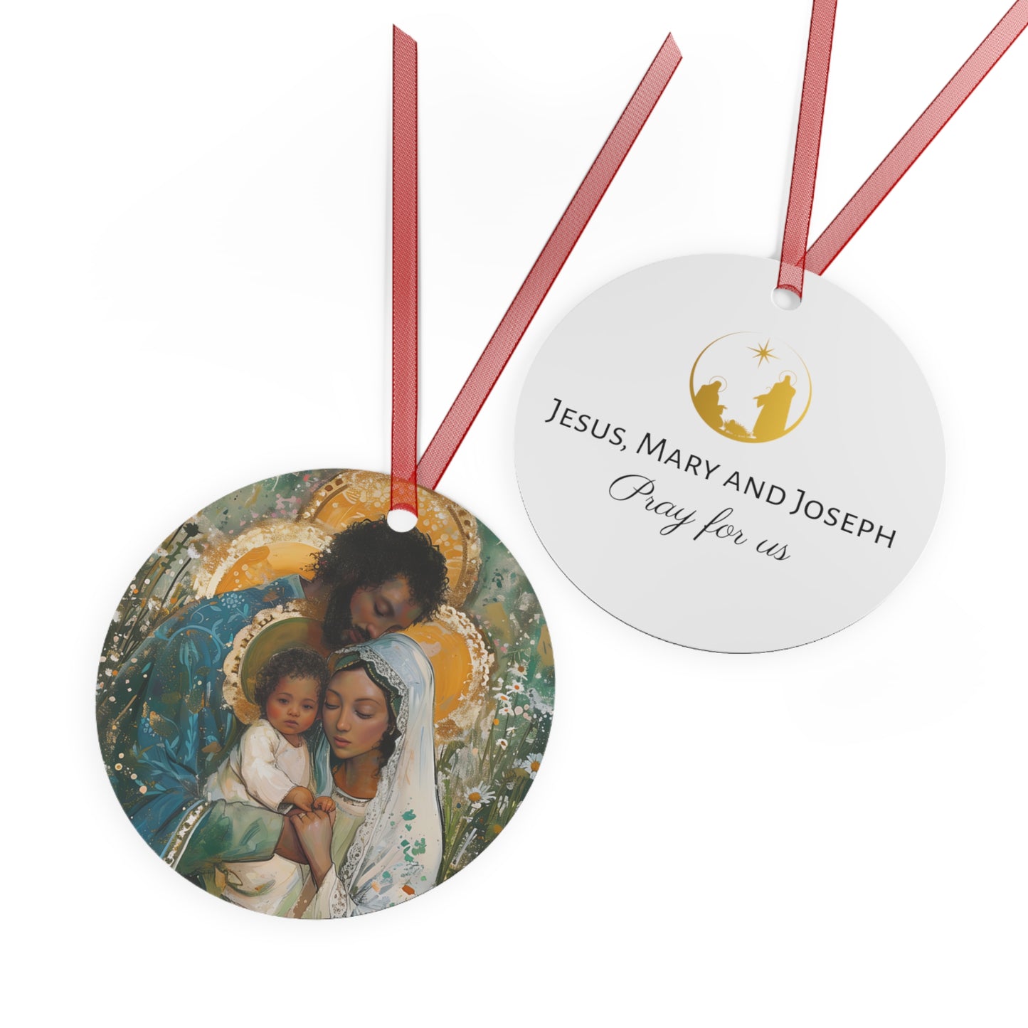 Sacred Sanctuary - Mary, Joseph, and the Infant Jesus Metal Ornament - Religious Holiday Christmas Ornament and Keepsake - Holy Family