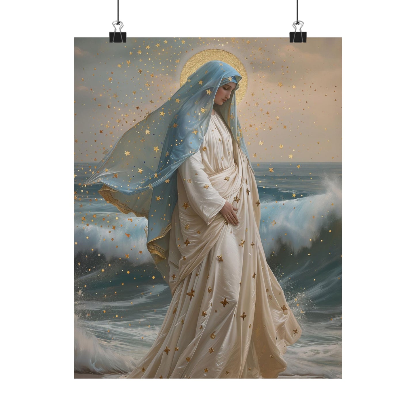 Ocean's Embrace - Devotion to Our Lady Oval Necklace - Sanctified Souls - Multiple Sizes - Premium Matte Posters - Our Lady Star of the Sea