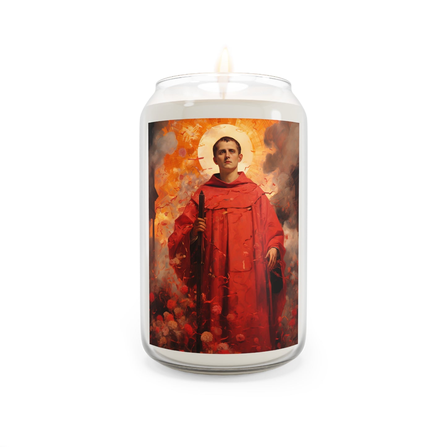 Saint Lawrence Deacon and Martyr - Scented Prayer Candle, 13.75oz - Tall Size - Religious Prayer Candle - Catholic Art - Religious Gift