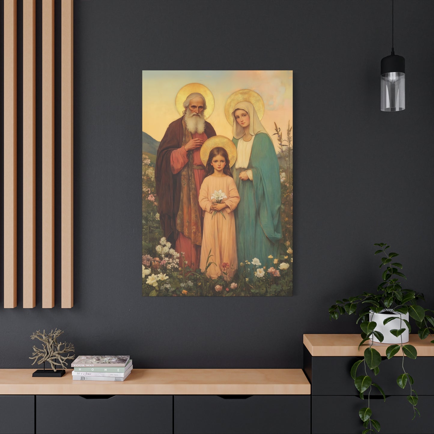 Saints Joachim and Anne with Young Mary - Gallery Wrapped Canvas - Print - Religious Art for your Home - Catholic Art