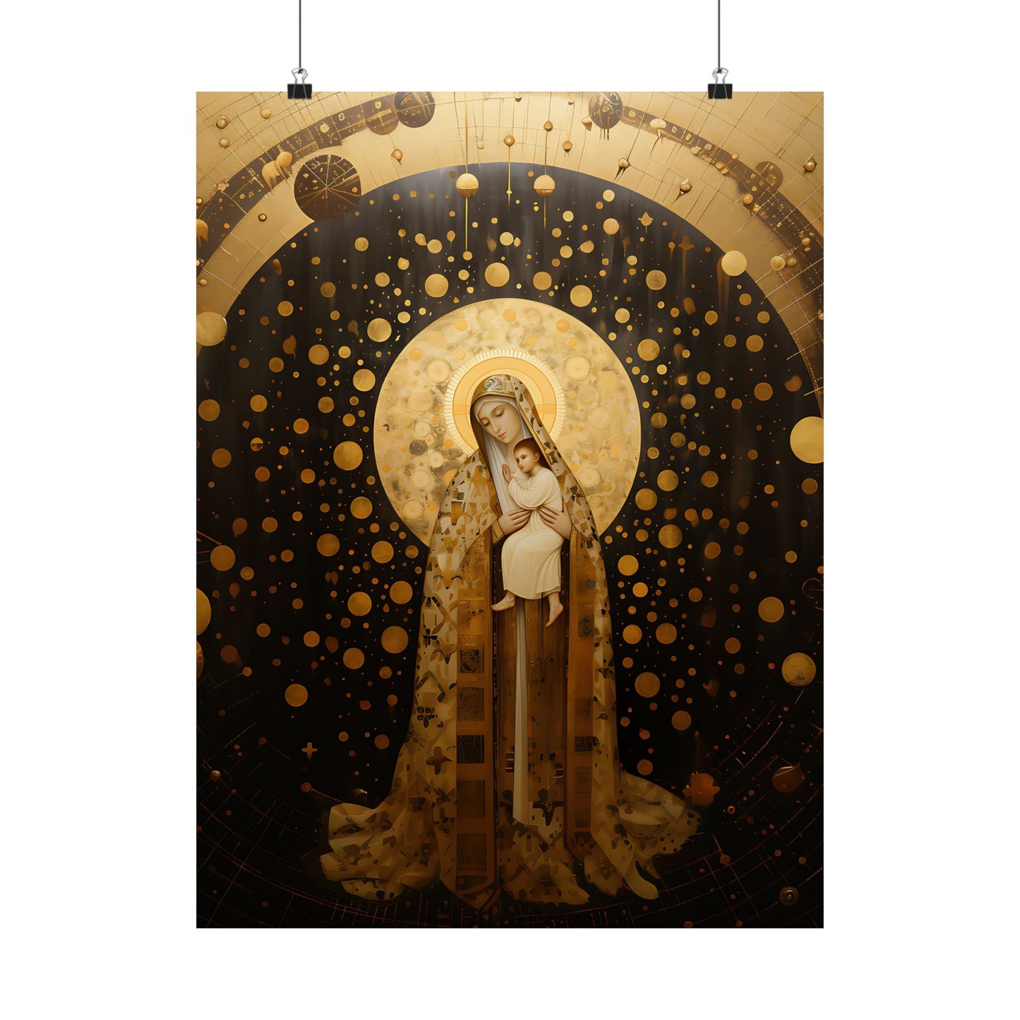 The Golden Mary - Mary The Blessed Virgin - Sanctified Souls Print - Multiple Sizes - Premium Matte Vertical Posters