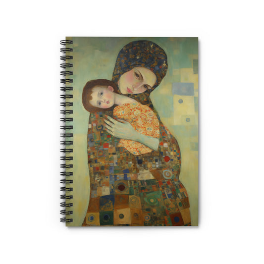 Cherished Blessing - Mary with Her Son - Based on Gustav Klimt's The Kiss - Journal - Religious Based Notebook - Spiral Notebook