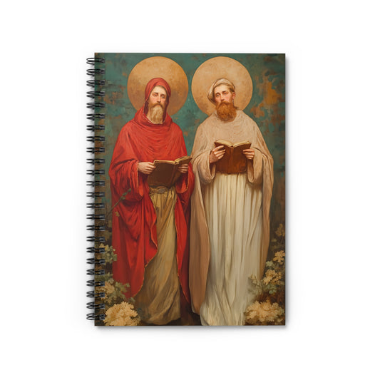 Saints Cosmas and Damian - Sanctified Souls Art - Religious Based Notebook - Spiral Notebook - Prayer journal - Martyr Art