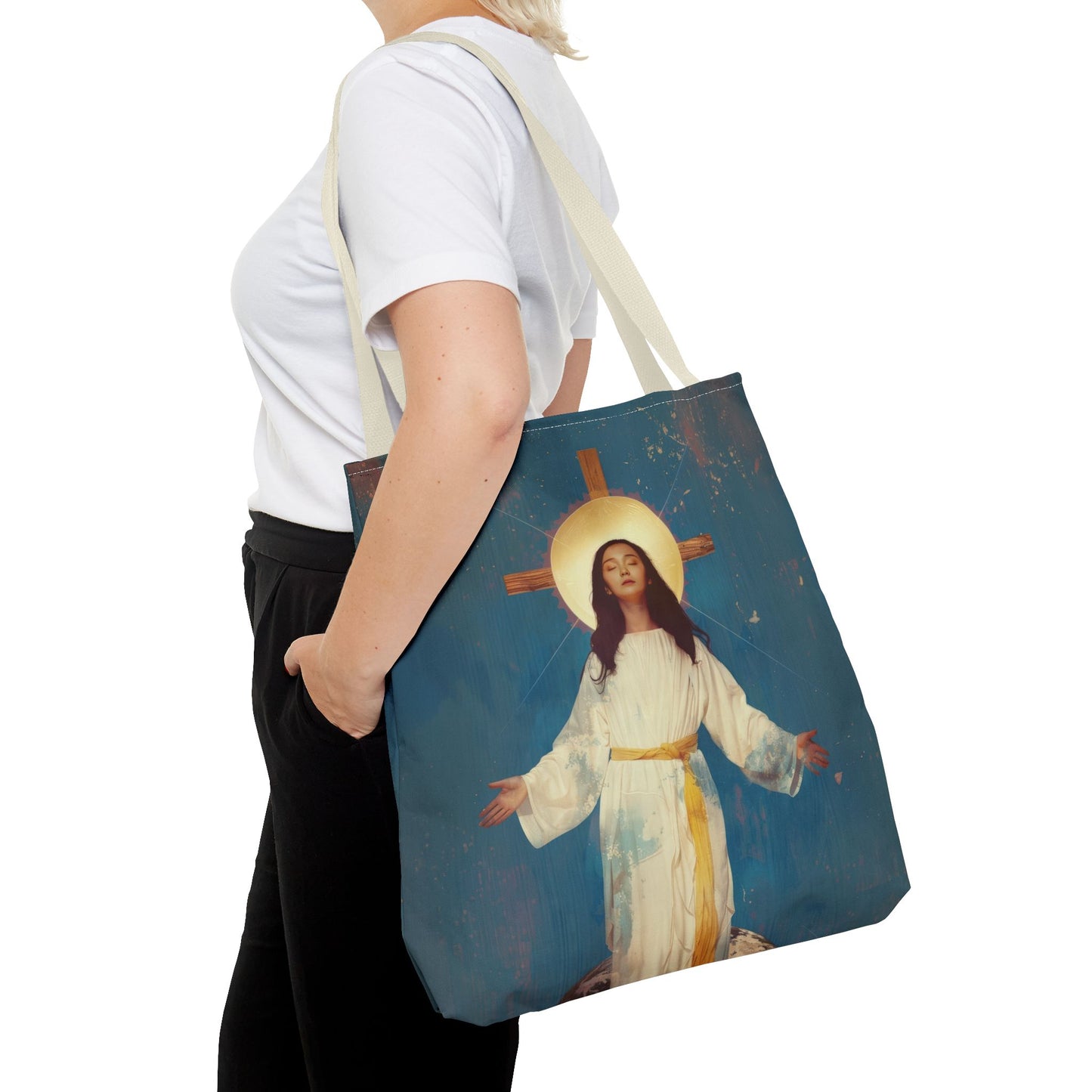 Our Lady of Akita - Mother Mary - Tote Bag - Large Medium Small Faith Art Bag - Re-usable Tote Purse - Double Sided