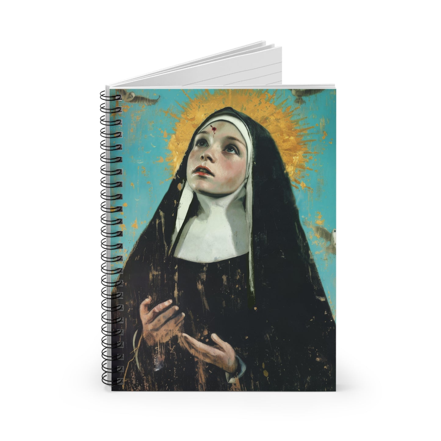 Saint Rita of Cascia - Sanctified Souls Art - Religious Based Notebook - Spiral Notebook - Ruled Line
