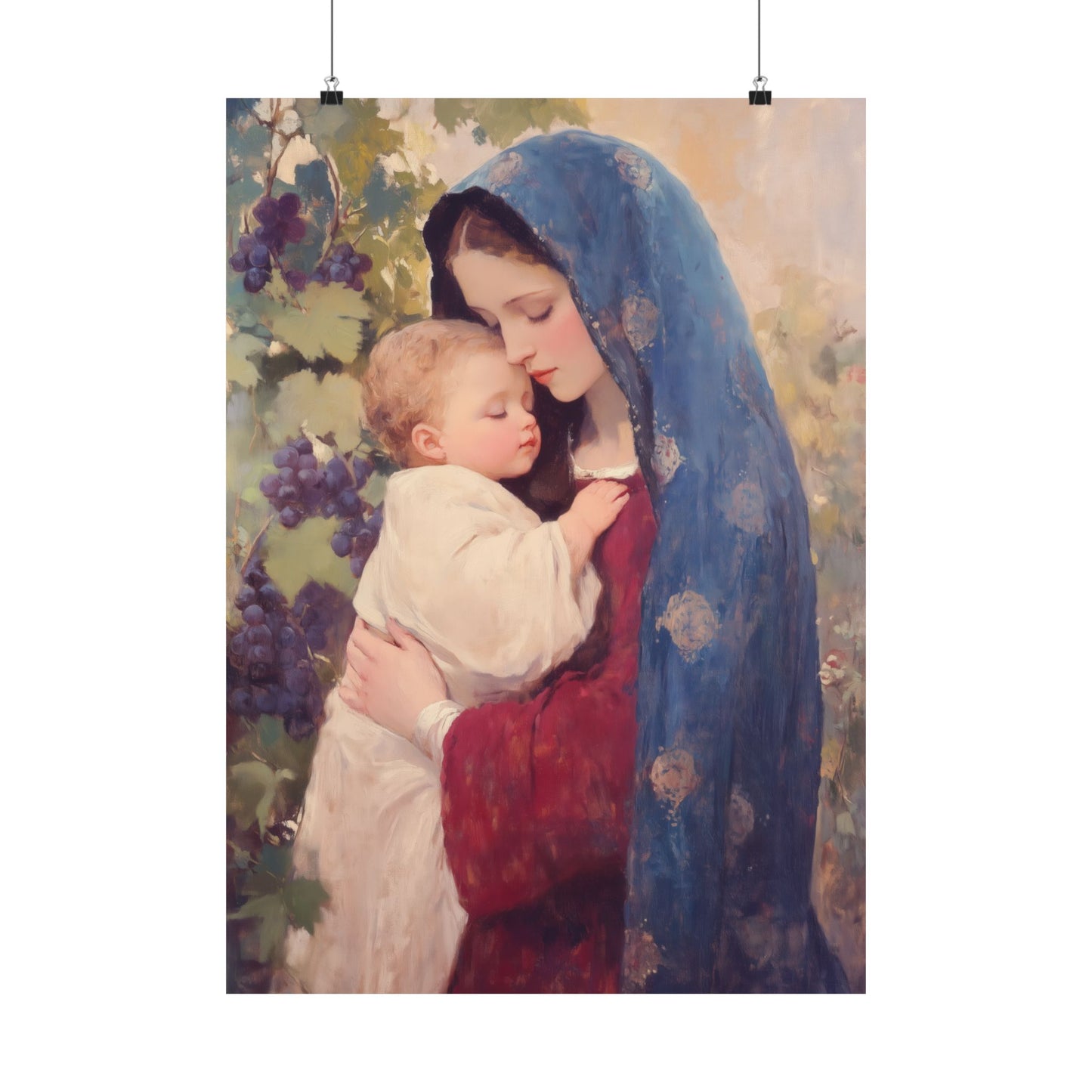 Our Lady of the Grapes / Out Lady of the Harvest - Sanctified Souls Print - Multiple Sizes - Premium Matte Vertical Posters - Mother Mary