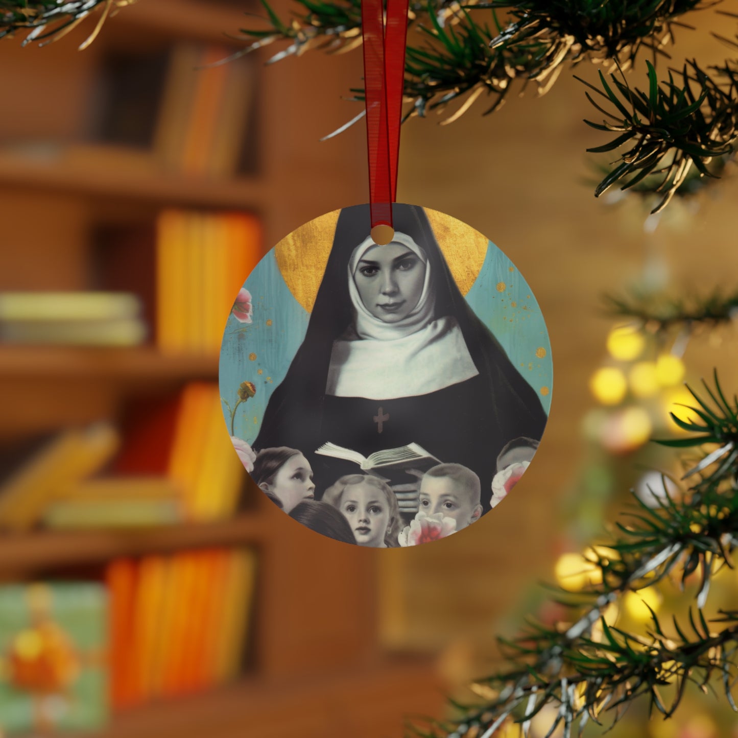 Saint Joan de Lestonnac Metal Ornament - Religious Holiday Christmas Ornament and Keepsake - Double sided - Prayer Ornament