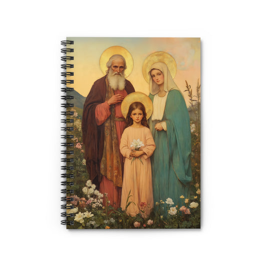 Saints Joachim and Anne with Young Mary - Sanctified Souls Art - Religious Based Notebook - Spiral Notebook