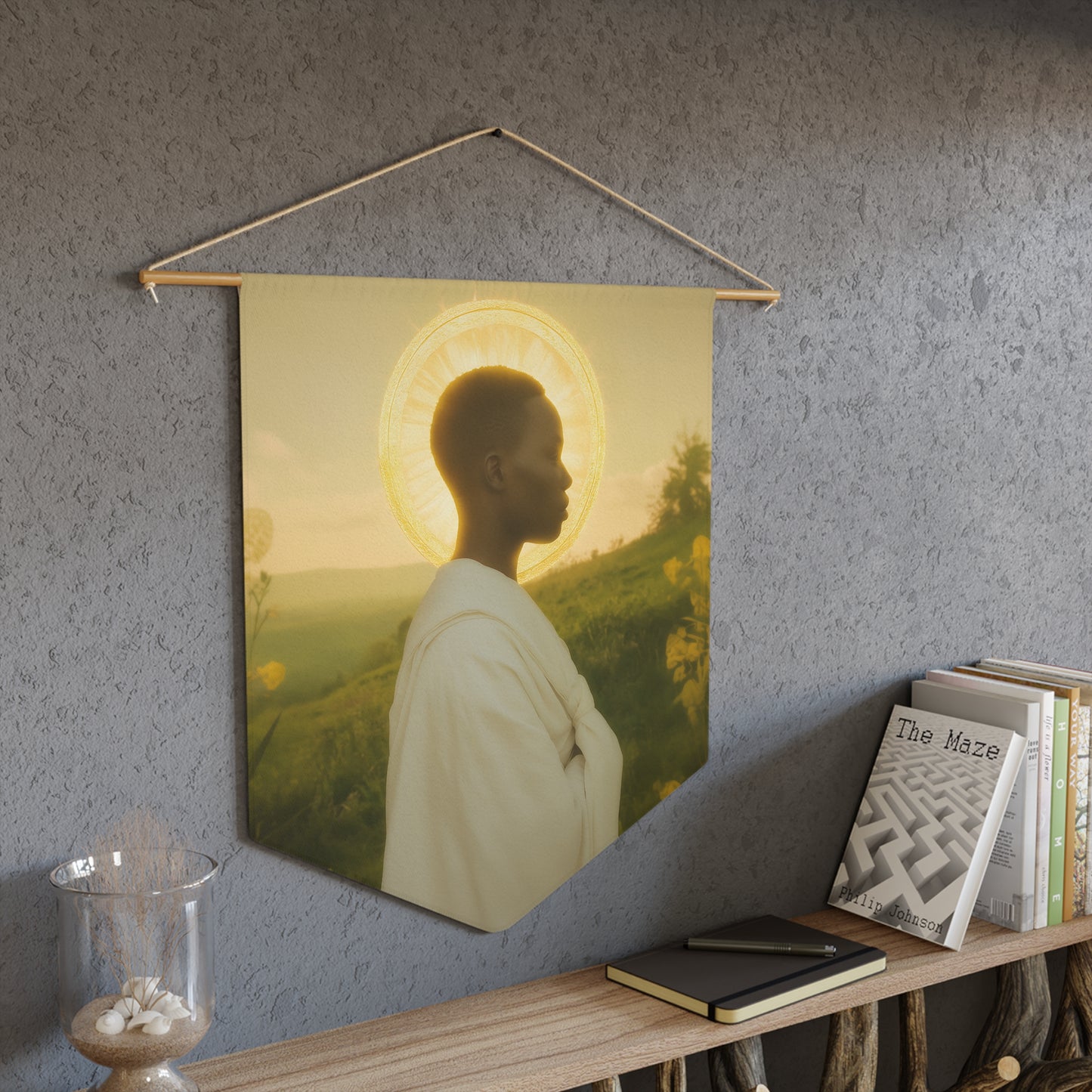Saint Charles Lwanga Pennant / Banner / Wall Hanging - Prayer room art - 18" x 21" - Catholic - Large Banner