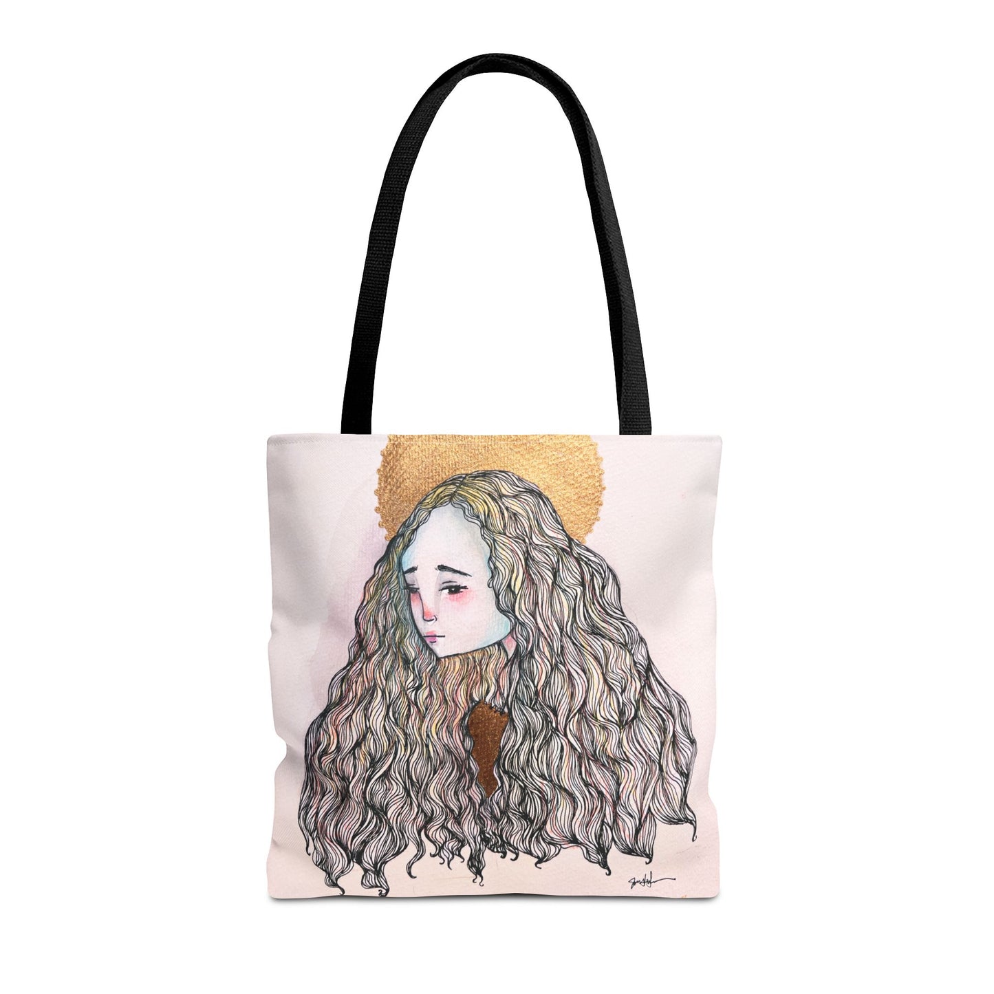 Saint Philomena Tote - Hand-Drawn Catholic Art - Prayer Bag | Christian Devotional Tote | Sanctified Solocosmo Religious Tote
