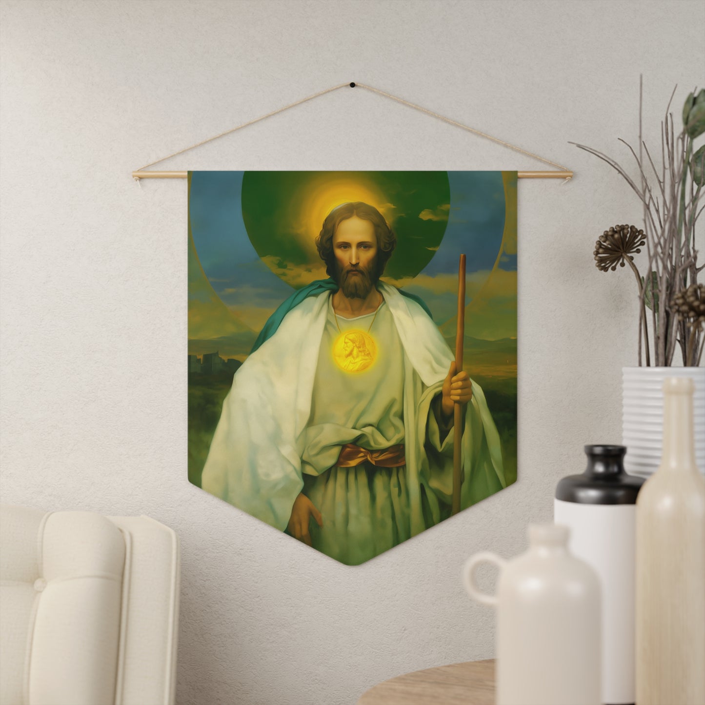Saint Jude Thaddeus Wall Banner / Wall Hanging - Prayer room art - Catholic Home Art - Large Saint Art for your home - 18" x 21"