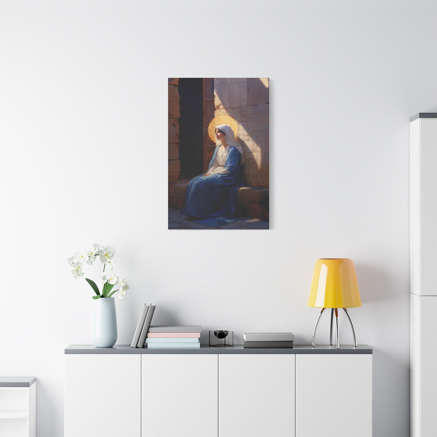 The Quiet Fiat That Split the Darkness, Mary's Yes - Gallery Wrapped Canvas - Print - Religious Art for your Home - Catholic Art