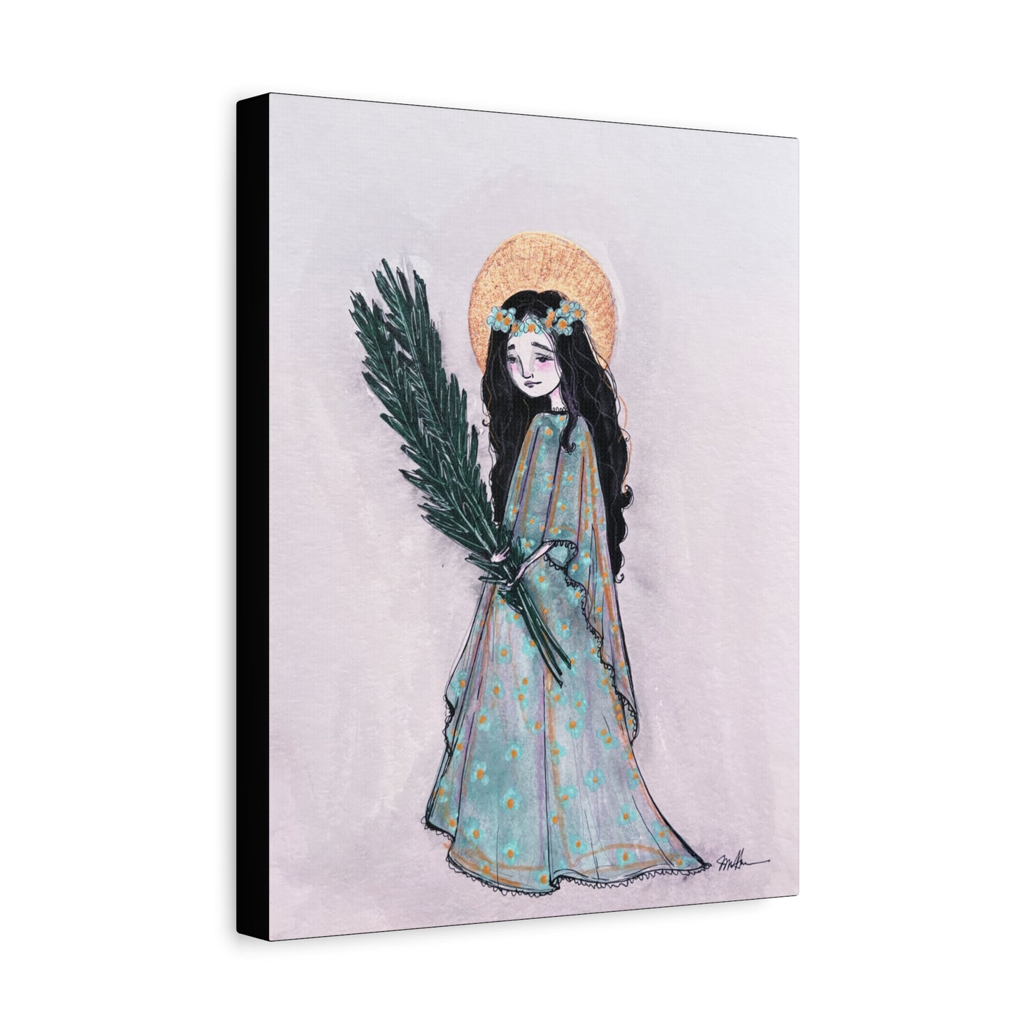 Saint Faith Canvas Print - Hand-Drawn Art - Catholic Print | Faith Hope and Charity Sacred Art | Sanctified Solocosmo Religious Artwork
