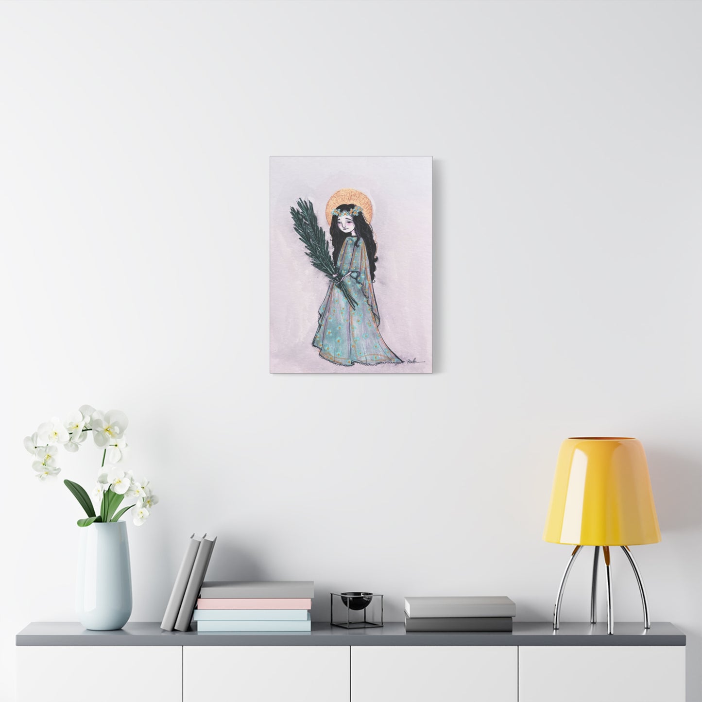 Saint Faith Canvas Print - Hand-Drawn Art - Catholic Print | Faith Hope and Charity Sacred Art | Sanctified Solocosmo Religious Artwork
