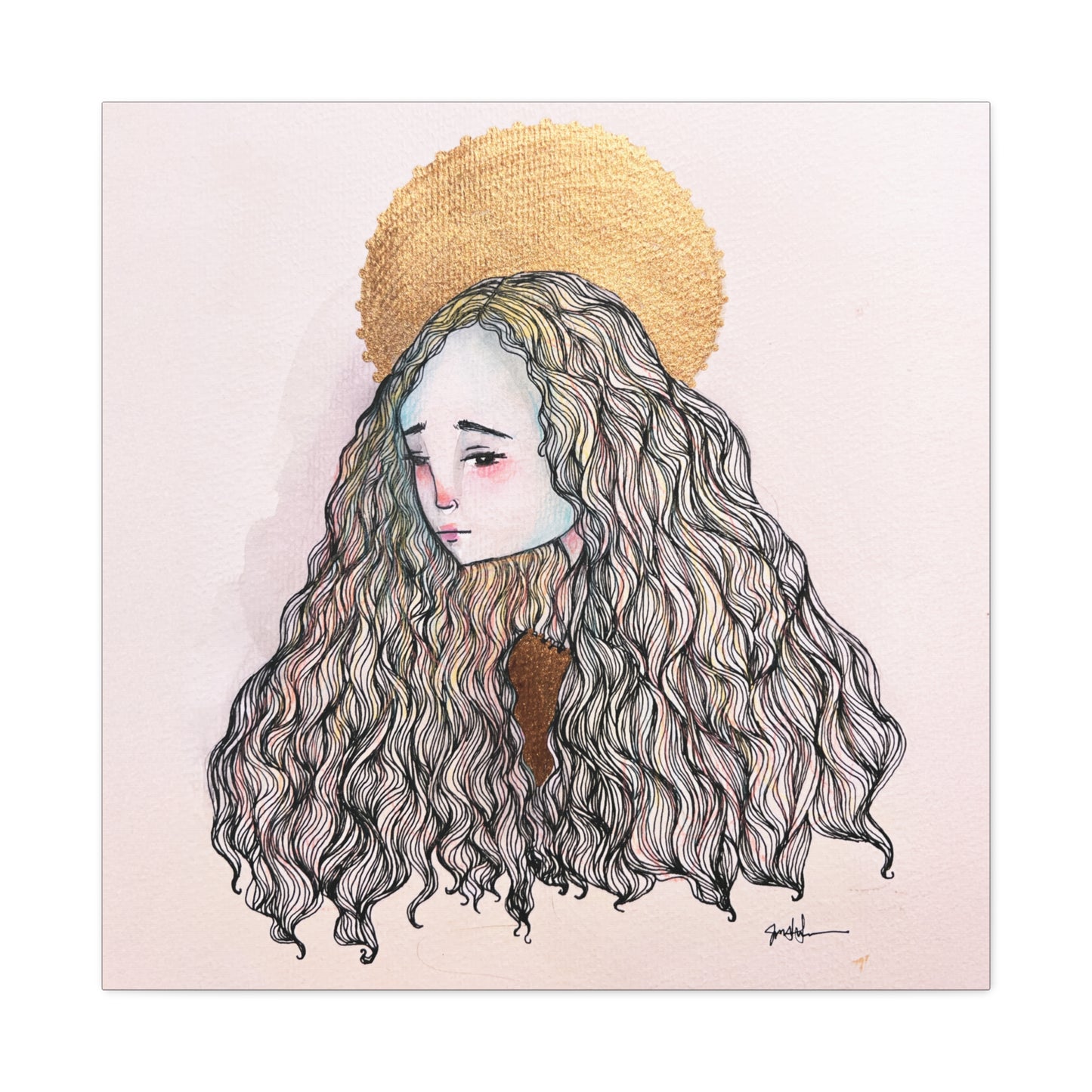 Saint Philomena Canvas Print - Hand-Drawn Catholic Art Print | Christian Sacred Wall Art | Sanctified Solocosmo Religious Artwork