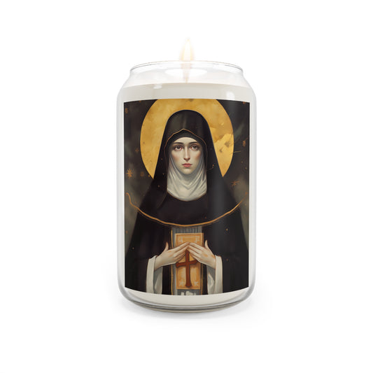 Saint Scholastica - Scented Prayer Candle, 13.75oz - Tall Size - Religious Prayer Candle - Catholic Art
