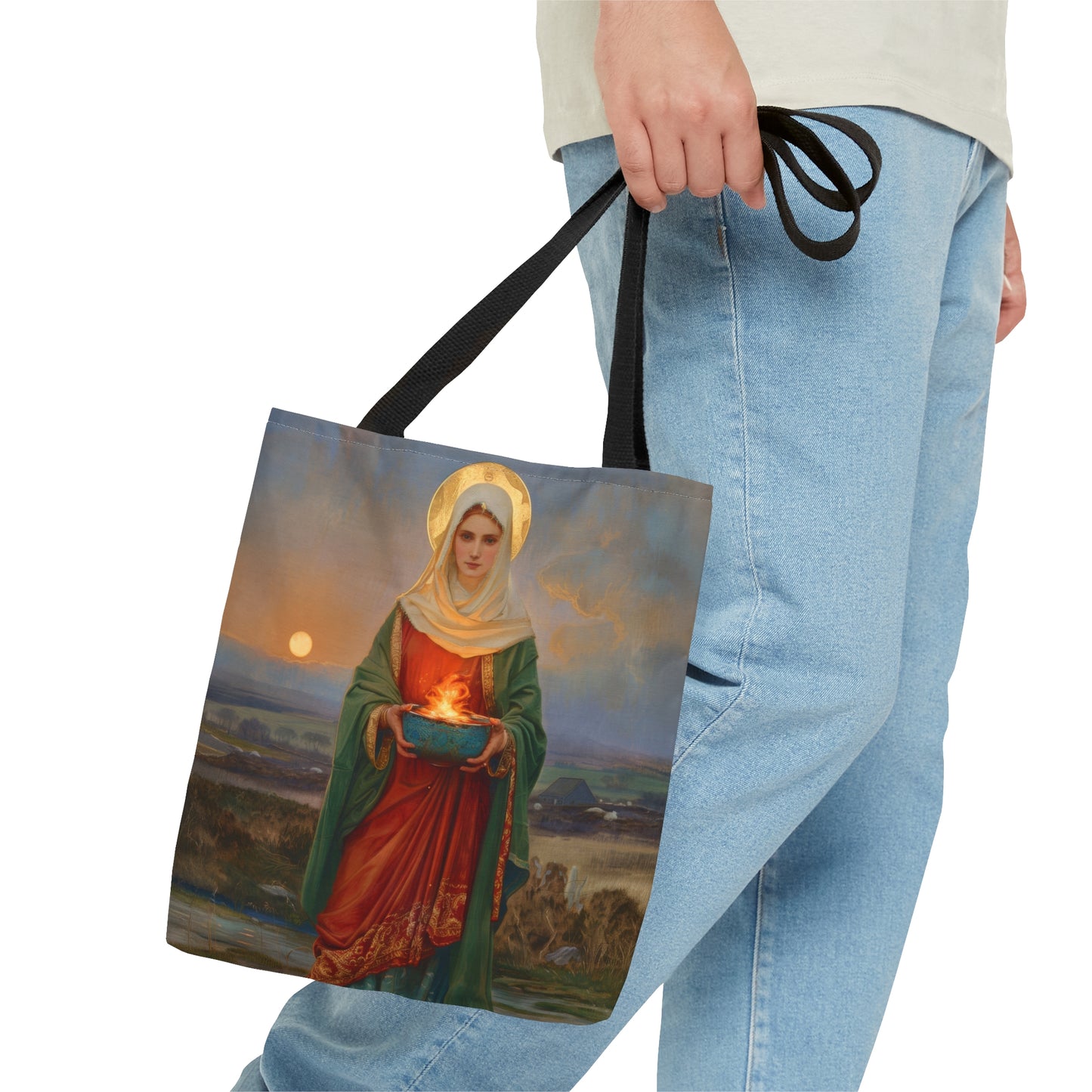 Saint Brigid of Ireland / Kildare Tote Bag - Large Medium Small Faith Art Bag - Catholic Faith Purse - Religious - Prayer Bag - Devotional