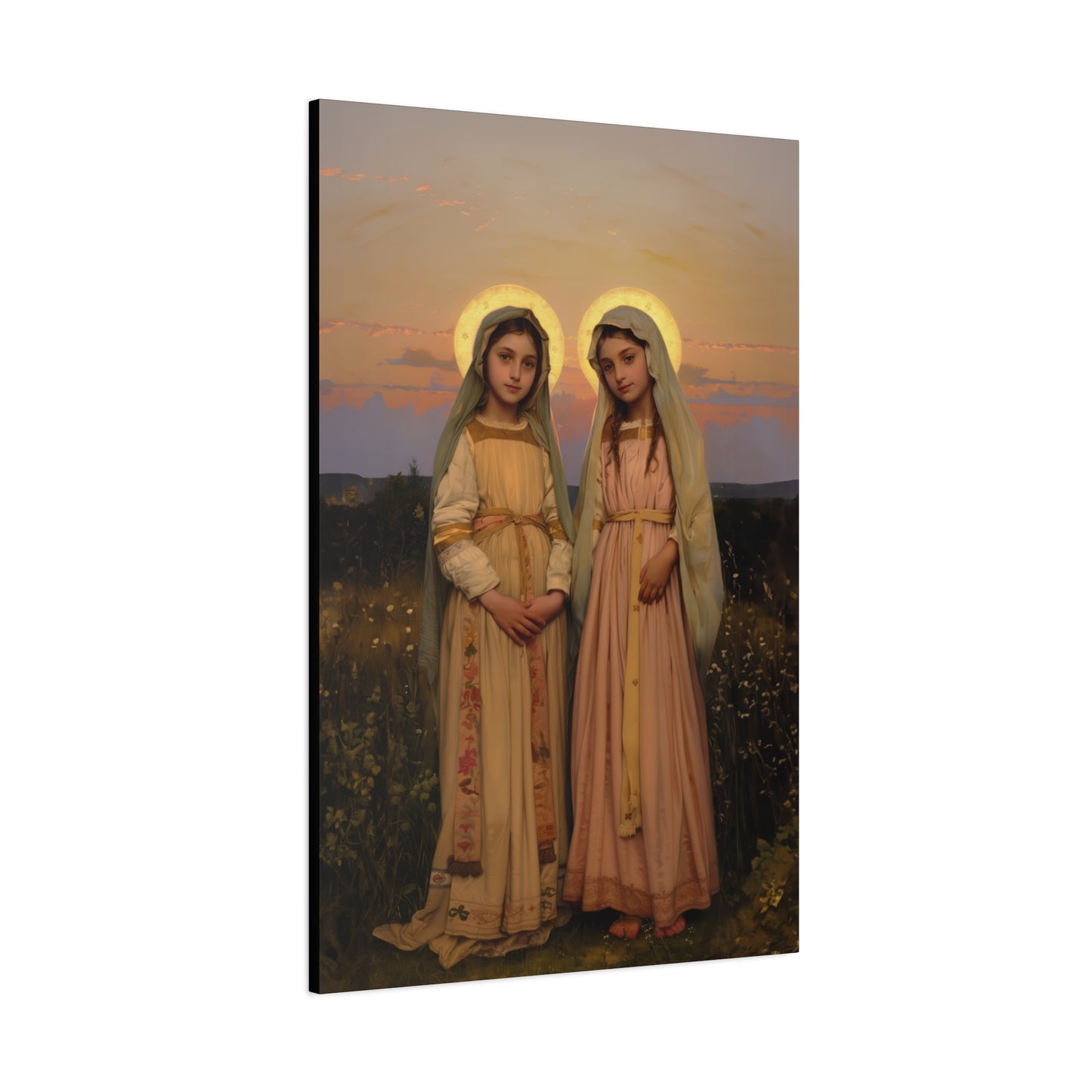 Saints Nunilo and Alodia - Museum Wrapped Canvas - Print - Religious Art for your Home - Christian print - Prayer Room Catholic Saint
