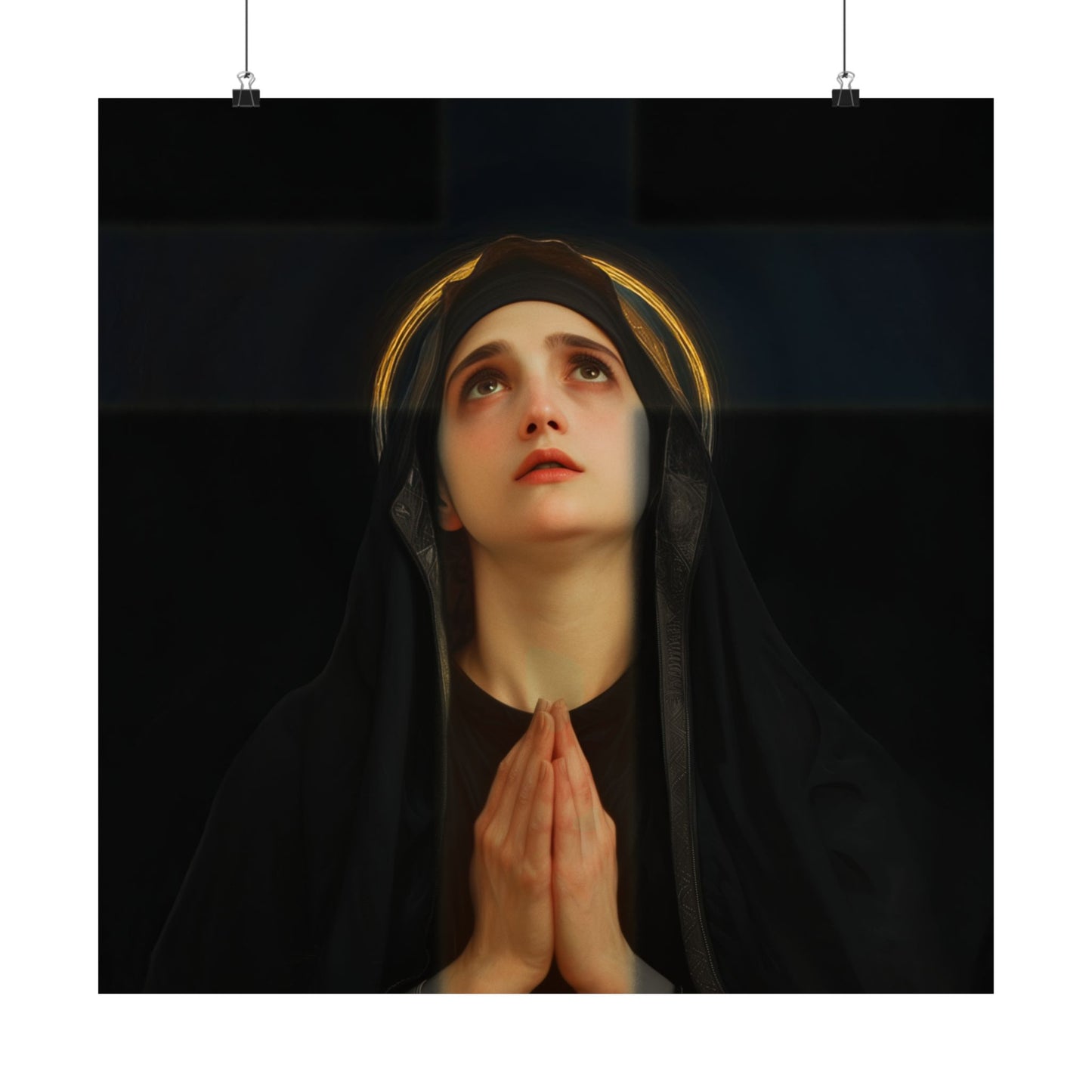 Our Lady of the Cross - Mother Mary  - Our Lady of the Crucifix - Marian Art  - Sanctified Souls Print - Multiple Sizes - Premium Posters