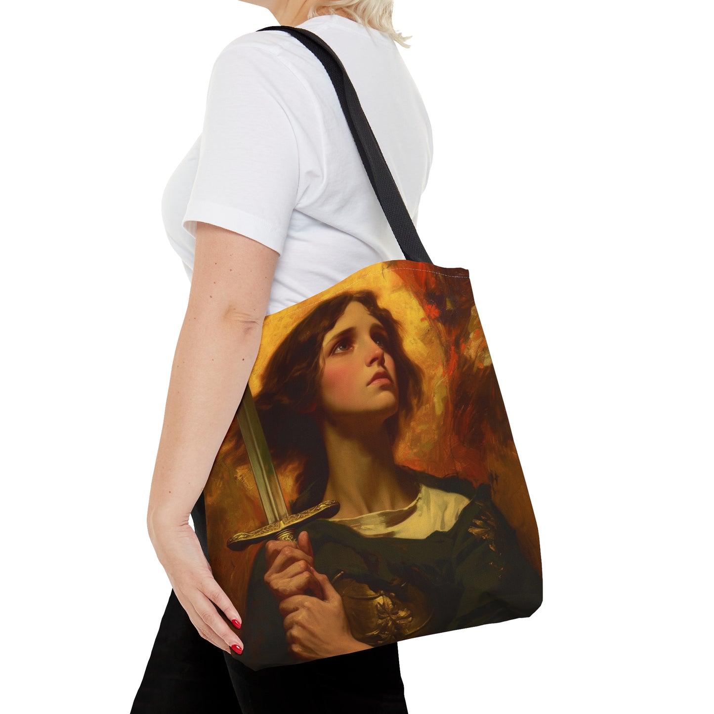 Saint Joan of Arc Tote Bag - Three sizes - Large Medium Small Faith Art Bag - Catholic purse - Double Sided - Patron Saint Art