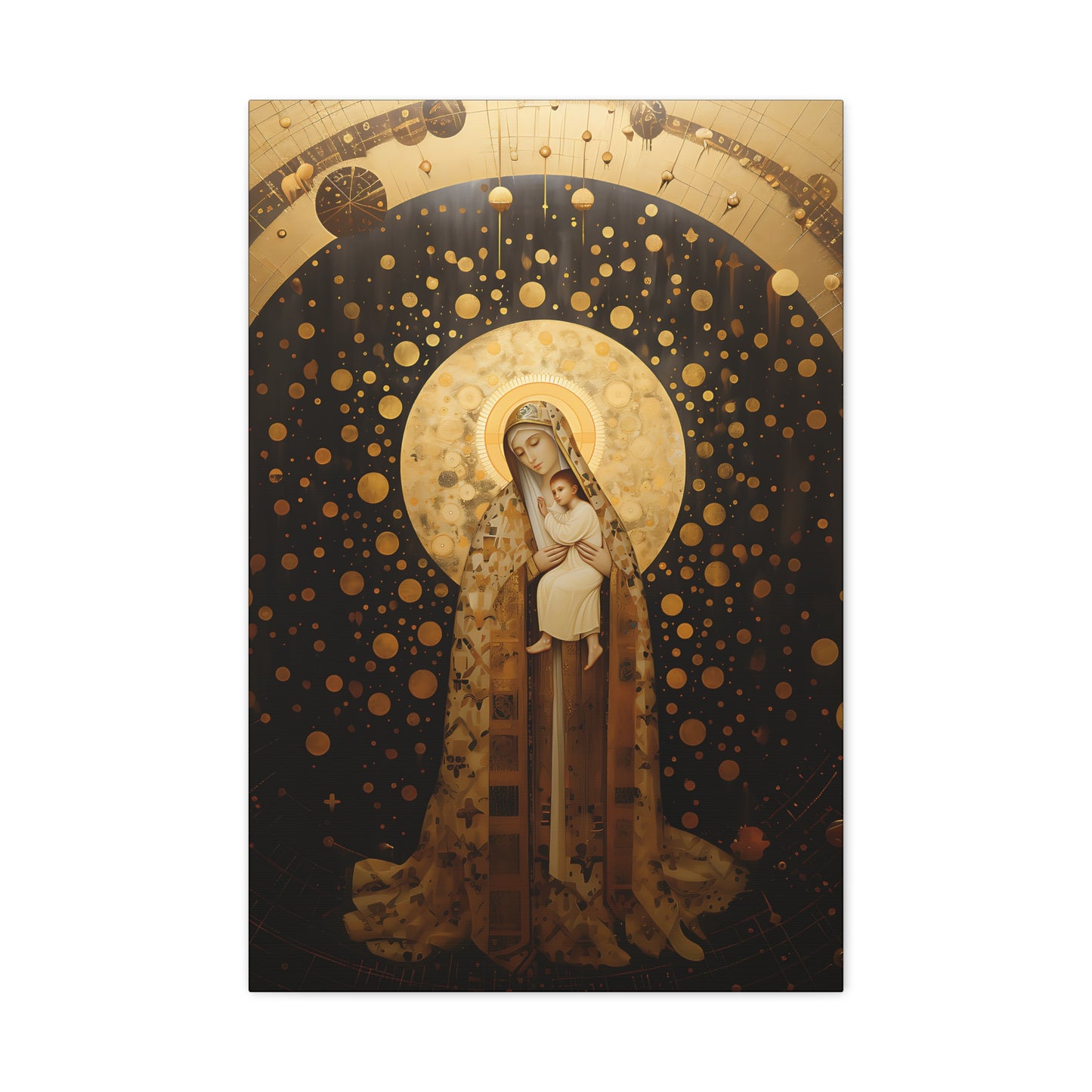 The Golden Mary - Mary the Blessed Virgin - Gallery Wrapped Canvas - Sanctified Souls Print - Religious Art for your Home - Pop Art