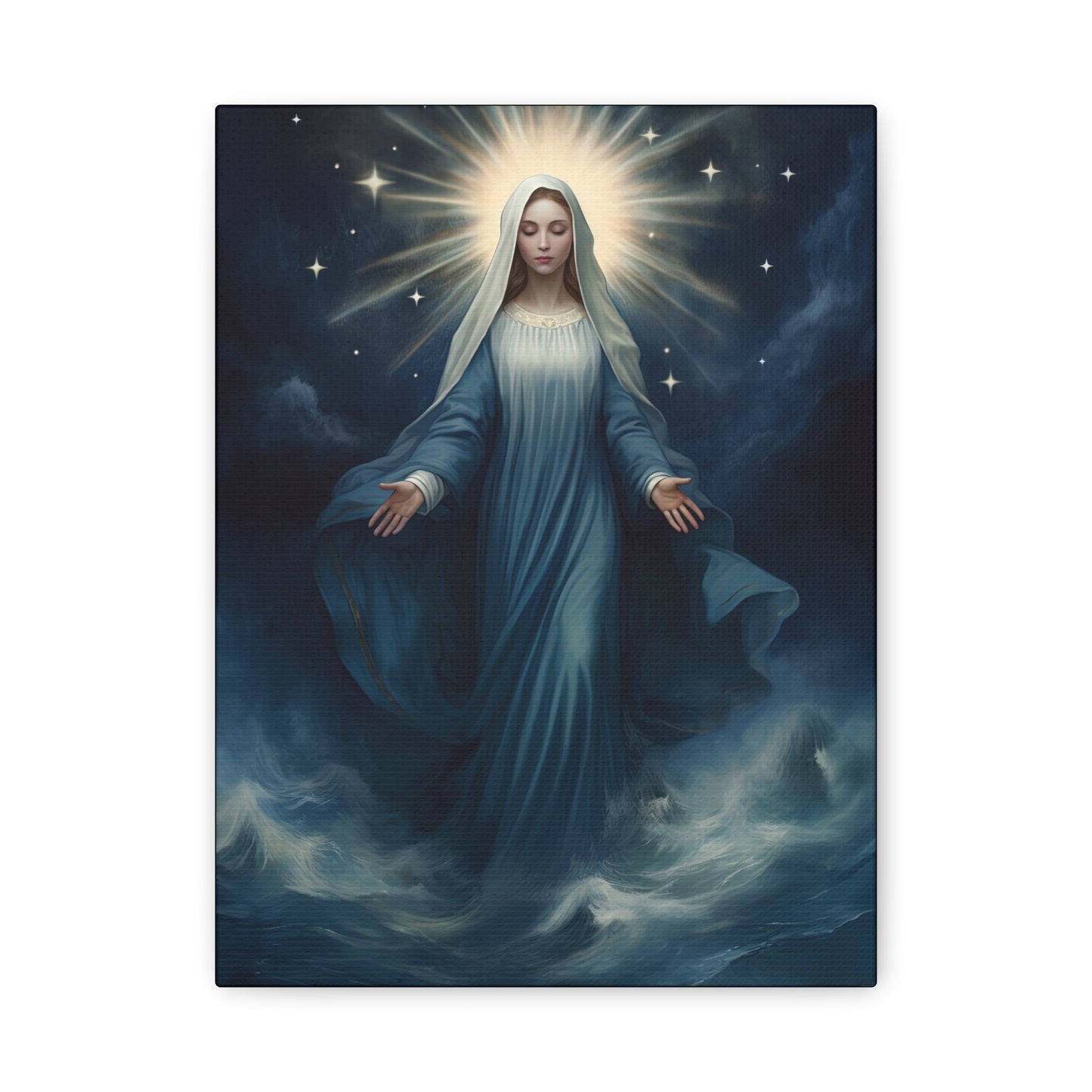 Our Lady Star of the Sea Canvas Print - Multiple Sizes - Catholic Home art - Museum Wrapped Canvas - Stella Maris