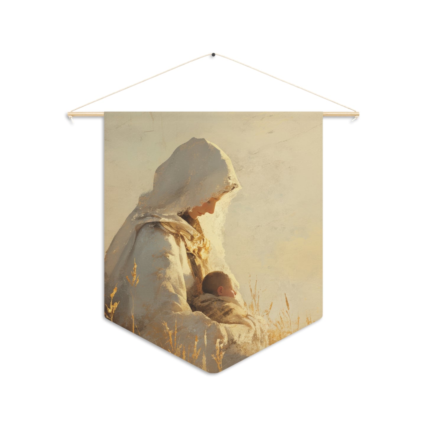 Our Lady of the Harvest / Prairie - Mother Mary - Pennant / Banner / Wall Hanging - Prayer room - Catholic Art - Large - 18" x 21"