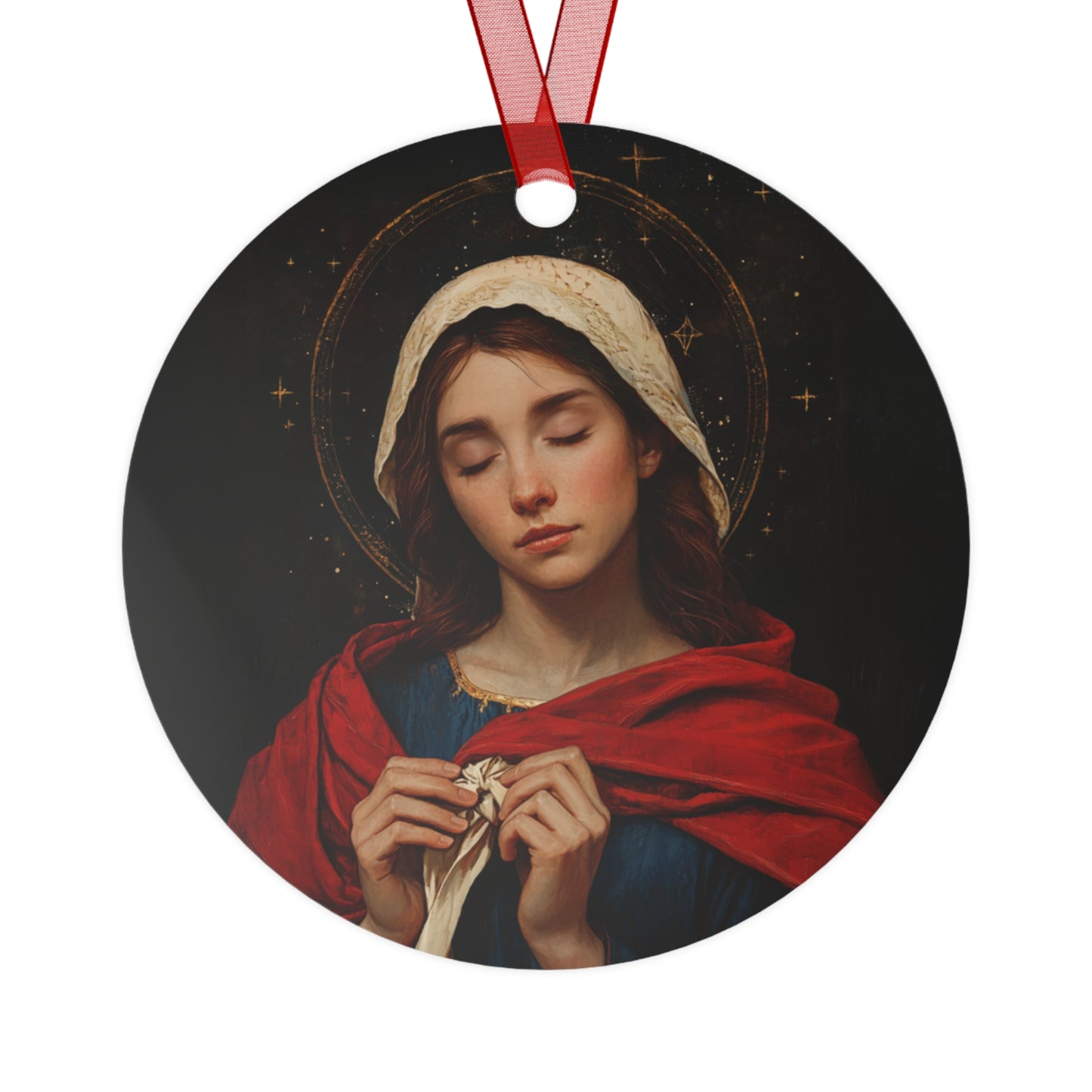 Mary Undoer of Knots - Mother Mary  - Untier of Knots - Marian Art - Metal Ornament - Religious Holiday Christmas Ornament
