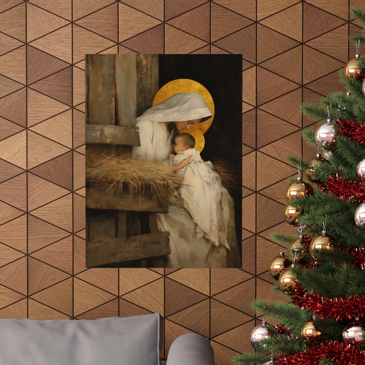 Our Lady of the Manger - Mother Mary and the Christ Child - Sanctified Souls Print - Multiple Sizes - Premium Matte Vertical Posters