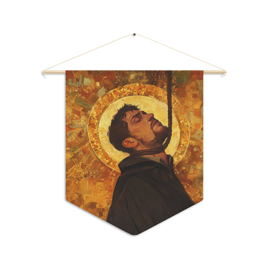 Saint John Ogilvie Pennant / Banner / Wall Hanging - Prayer room art - 18" x 21" - Catholic prayer Religious Christian Gift