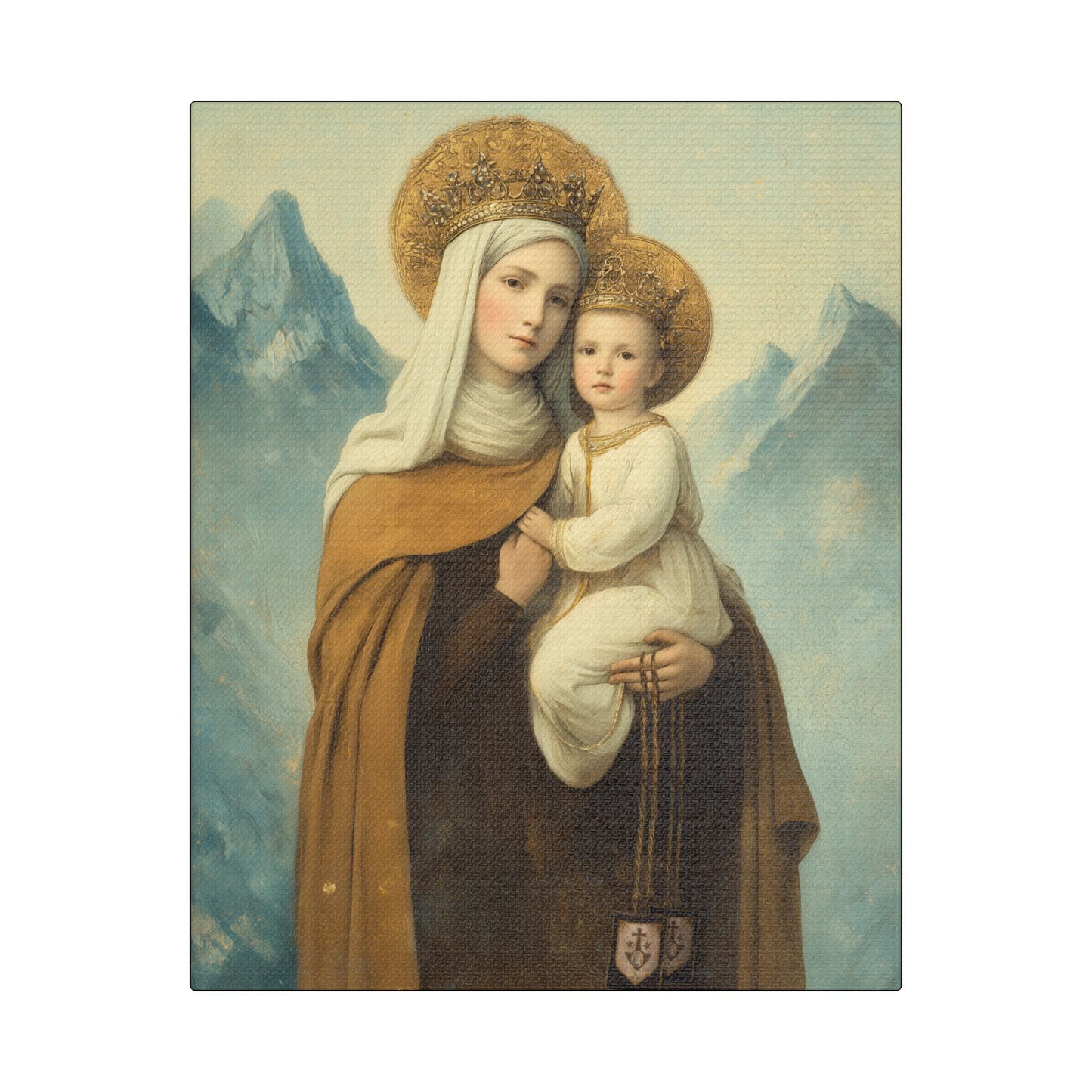 The Gift of the Scapular - Our Lady of Mount Carmel Wrapped Canvas Print - Multiple Sizes - Catholic Home art Matte Canvas, Stretched