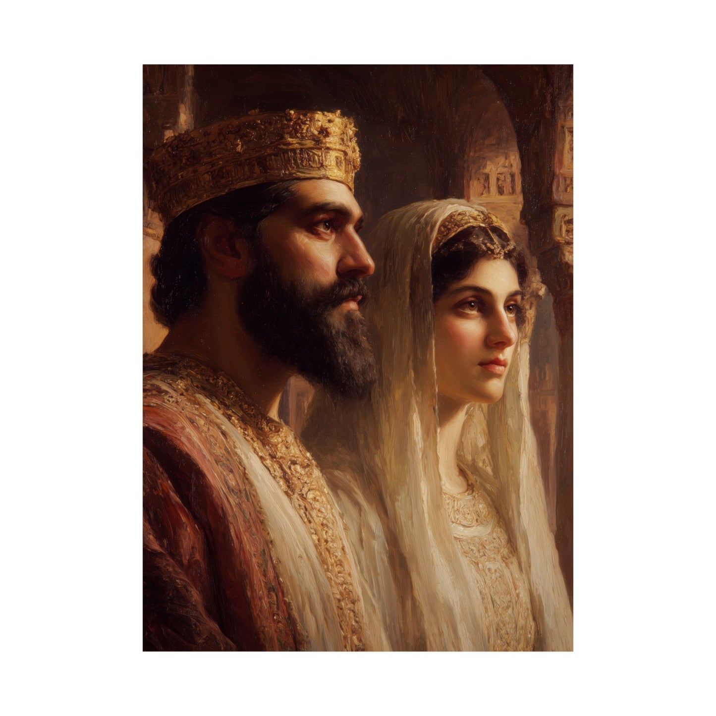 King Xerxes and Queen Esther - Sanctified Souls Print - Multiple Sizes - Premium Matte Vertical Posters