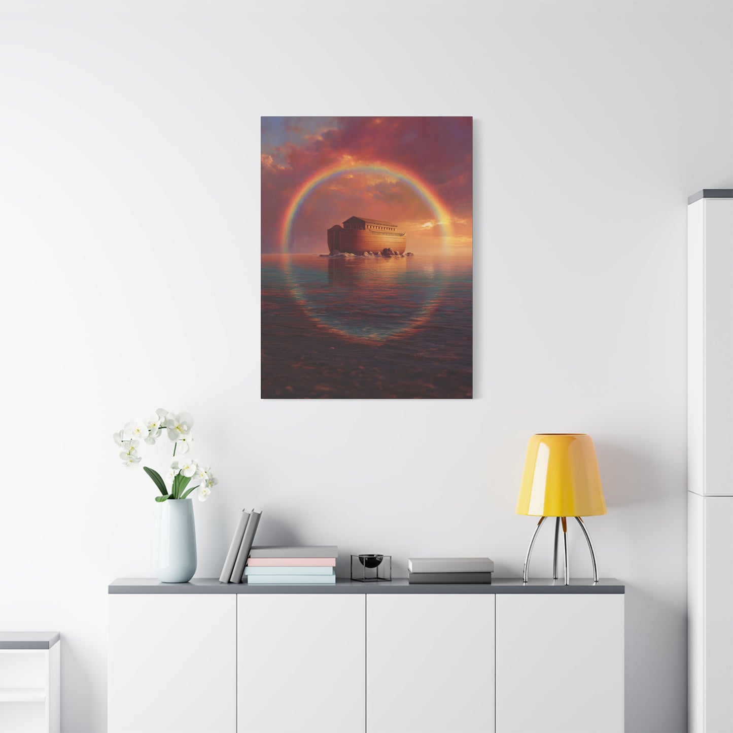 Sheltered Beneath the Covenant Sky - Noah's Ark - Gallery Wrapped Canvas - Print - Religious Art for your Home - Catholic