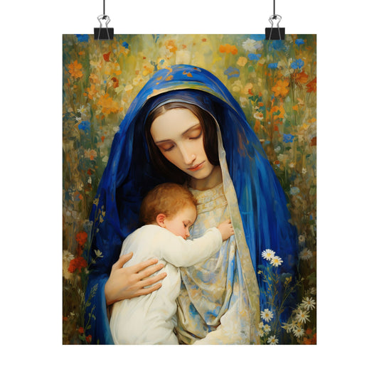 The Eternal Mother Mary and the Infant Jesus - Sanctified Souls Print - Multiple Sizes - Premium Matte Vertical Posters