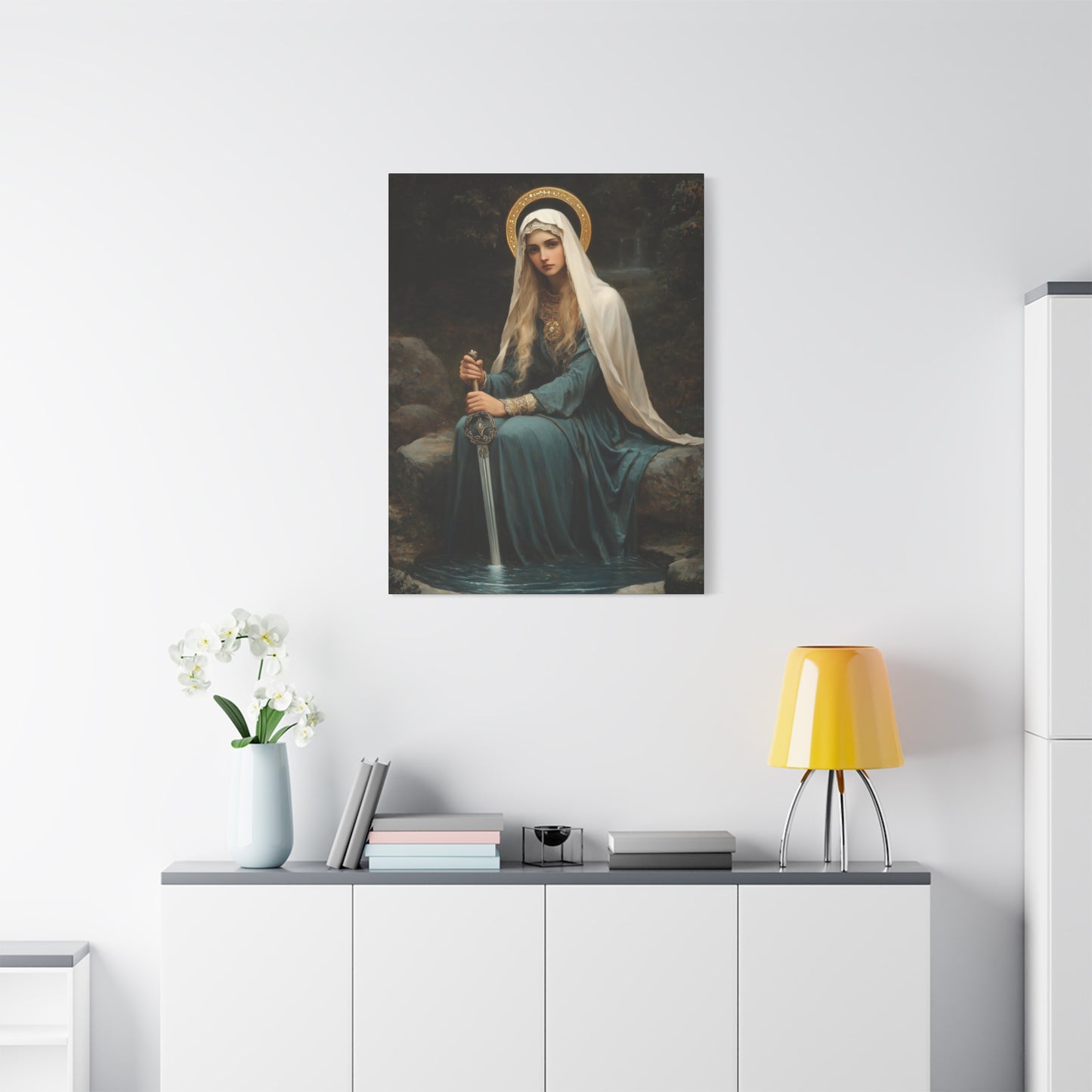 Saint Winifred - Museum Wrapped Canvas - Print - Religious Art for your Home - Christian print - Prayer Room Art - Catholic