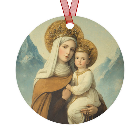 The Gift of the Scapular - Our Lady of Mount Carmel Ornament - Religious Holiday Christmas Ornament and Keepsake - Double sided