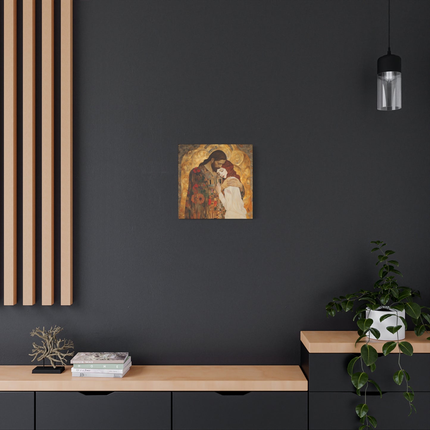 Christ Embracing Mary Magdalene Museum Wrapped Canvas - Sanctified Souls Print -Based on Klimt's The Kiss - Religious Catholic Art