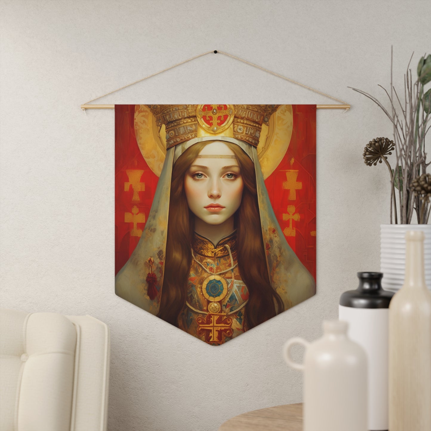 Saint Alexandra Wall Banner / Wall Hanging / Pennant - Prayer room art - Catholic Home -  18" x 21"