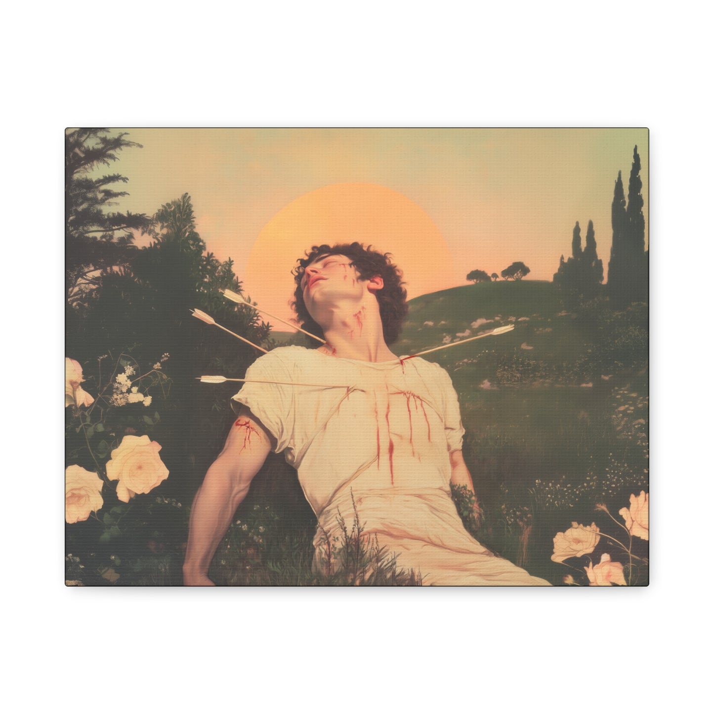 Saint Sebastian -  Museum Wrapped Canvas - Sanctified Souls Print - Religious Art for your Home - Catholic Patron Saint Art