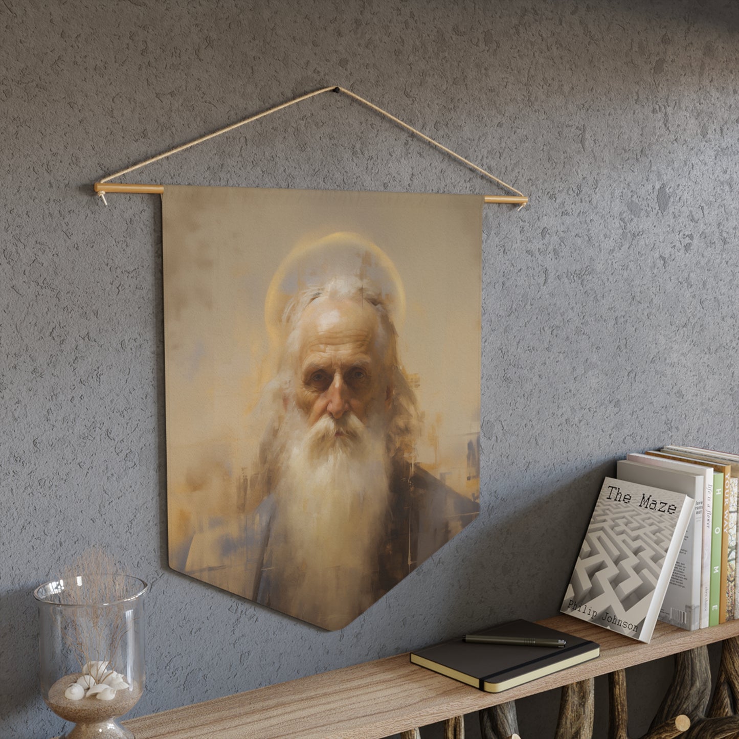 Saint Zachariah Pennant / Banner / Wall Hanging - Prayer room art - 18" x 21" - Catholic prayer Religious - Large Print