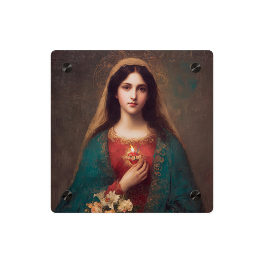 The Immaculate Heart of Mary - Mother Mary - Marian Art - Wall Art Panel - Ready to Hang Acrylic Print - Saint Art - Catholic Art
