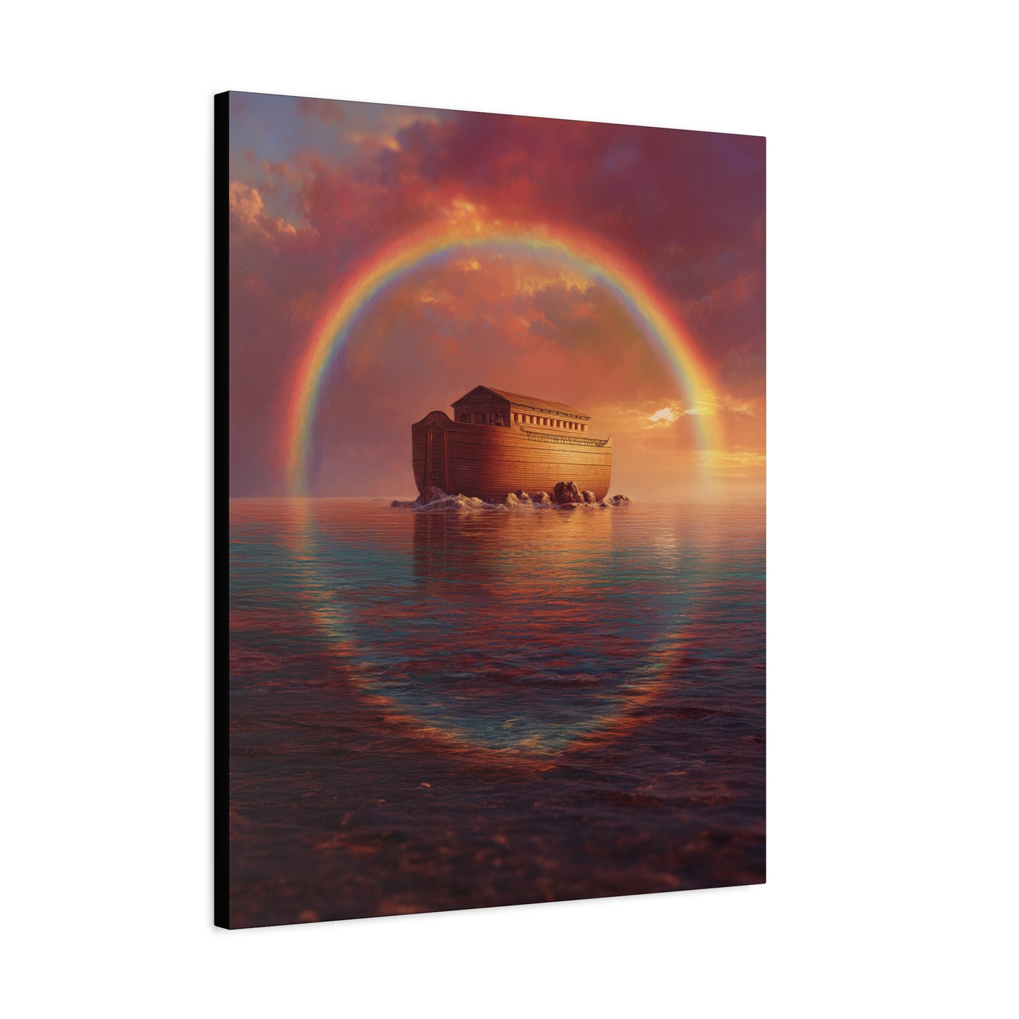 Sheltered Beneath the Covenant Sky - Noah's Ark - Gallery Wrapped Canvas - Print - Religious Art for your Home - Catholic
