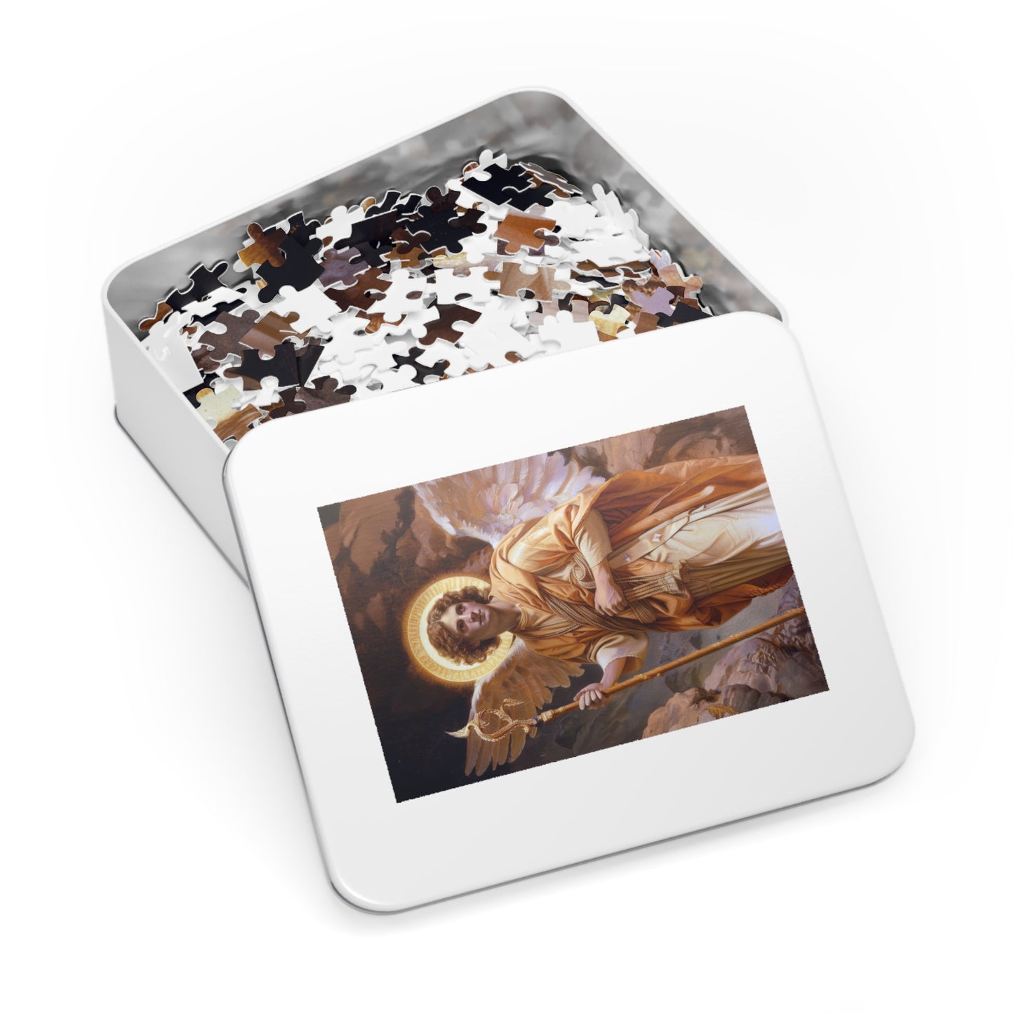 Saint Raphael the Archangel - Puzzle & Keepsake Tin - Religious Jigsaw Puzzle (30, 110, 252, 500,1000-Piece)