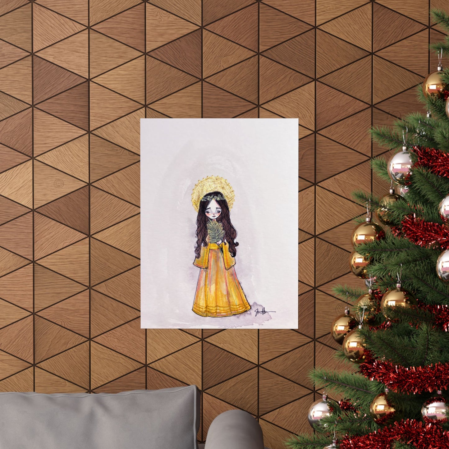 Saint Charity Poster - Hand-Drawn Art | Catholic Art Print | Faith Hope and Charity Youngest Sister | Devotional Wall Art