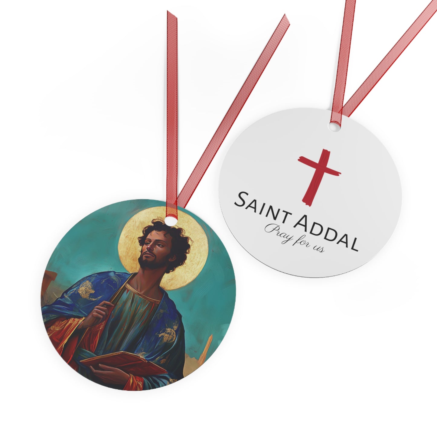 Saint Addal Metal Ornament - Religious Holiday Christmas Keepsake - Religious Catholic Tree Ornament - Holiday Christmas Gift