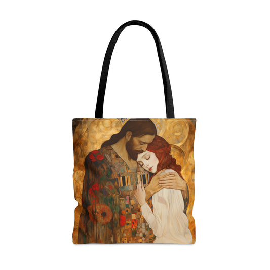 Christ Embracing Mary Magdalene Tote Bag - Catholic faith inspired carry-all purse - day to day bag - Bible Bag
