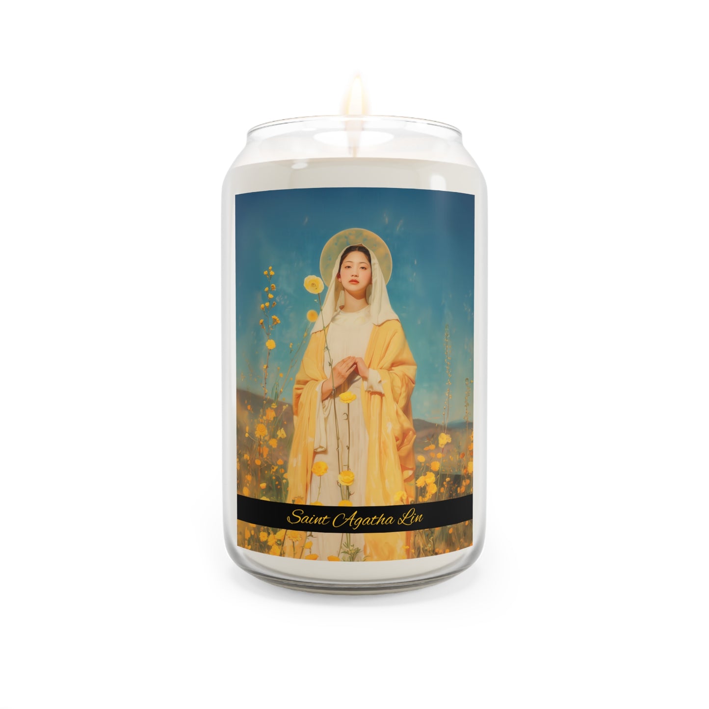 Saint Agatha Lin - Scented Prayer Candle, 13.75oz - Tall Size - Religious Prayer Candle