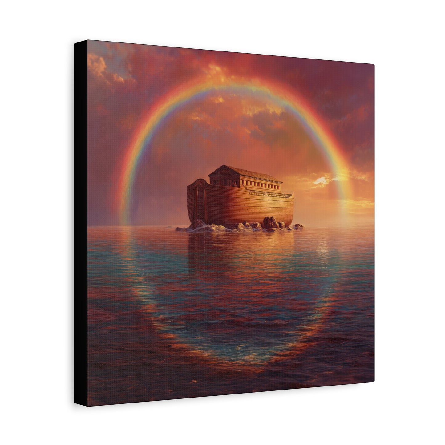 Sheltered Beneath the Covenant Sky - Noah's Ark - Gallery Wrapped Canvas - Print - Religious Art for your Home - Catholic