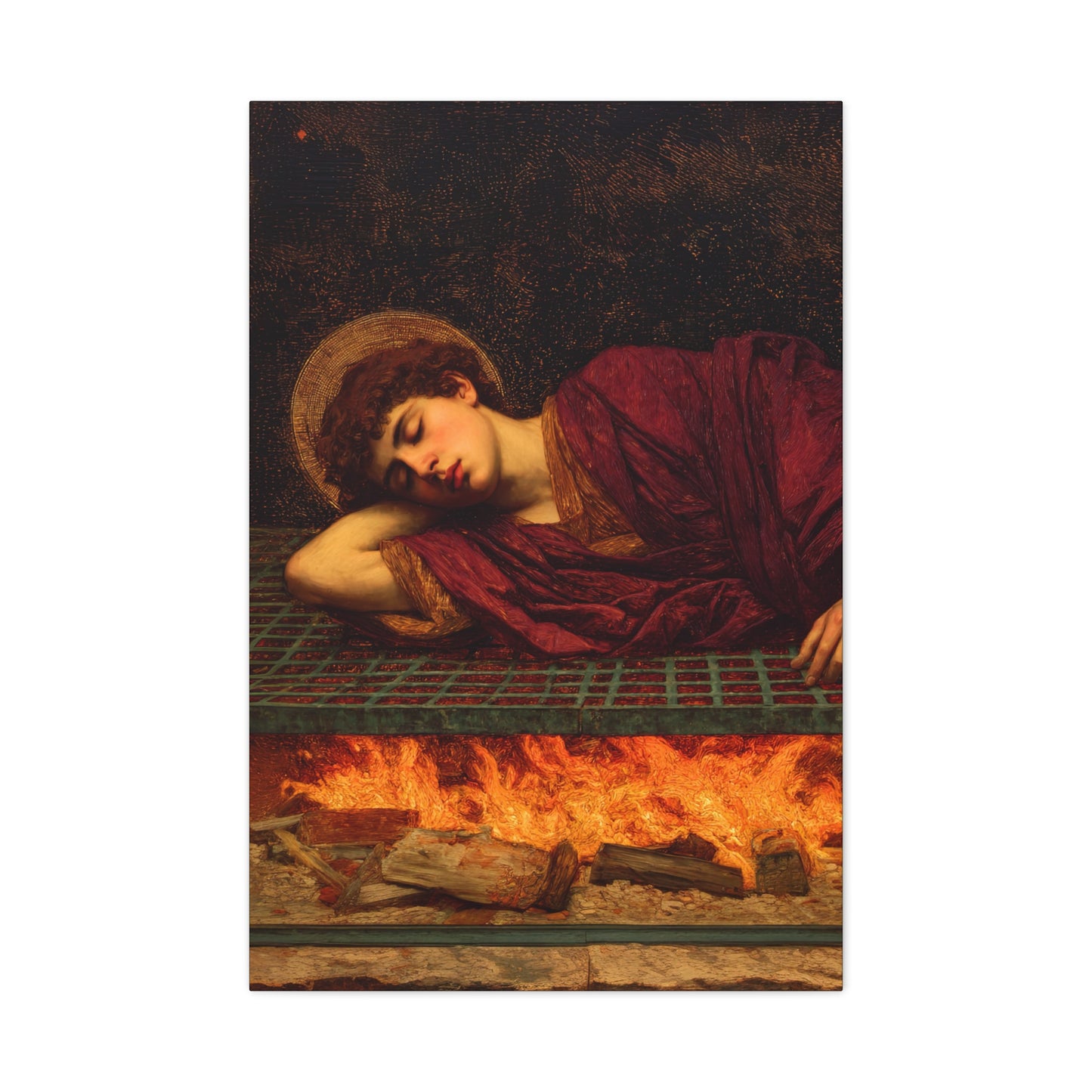 Saint Lawrence -  Museum Wrapped Canvas - Sanctified Souls Print - Religious Art for your Home - Catholic Patron Saint Art